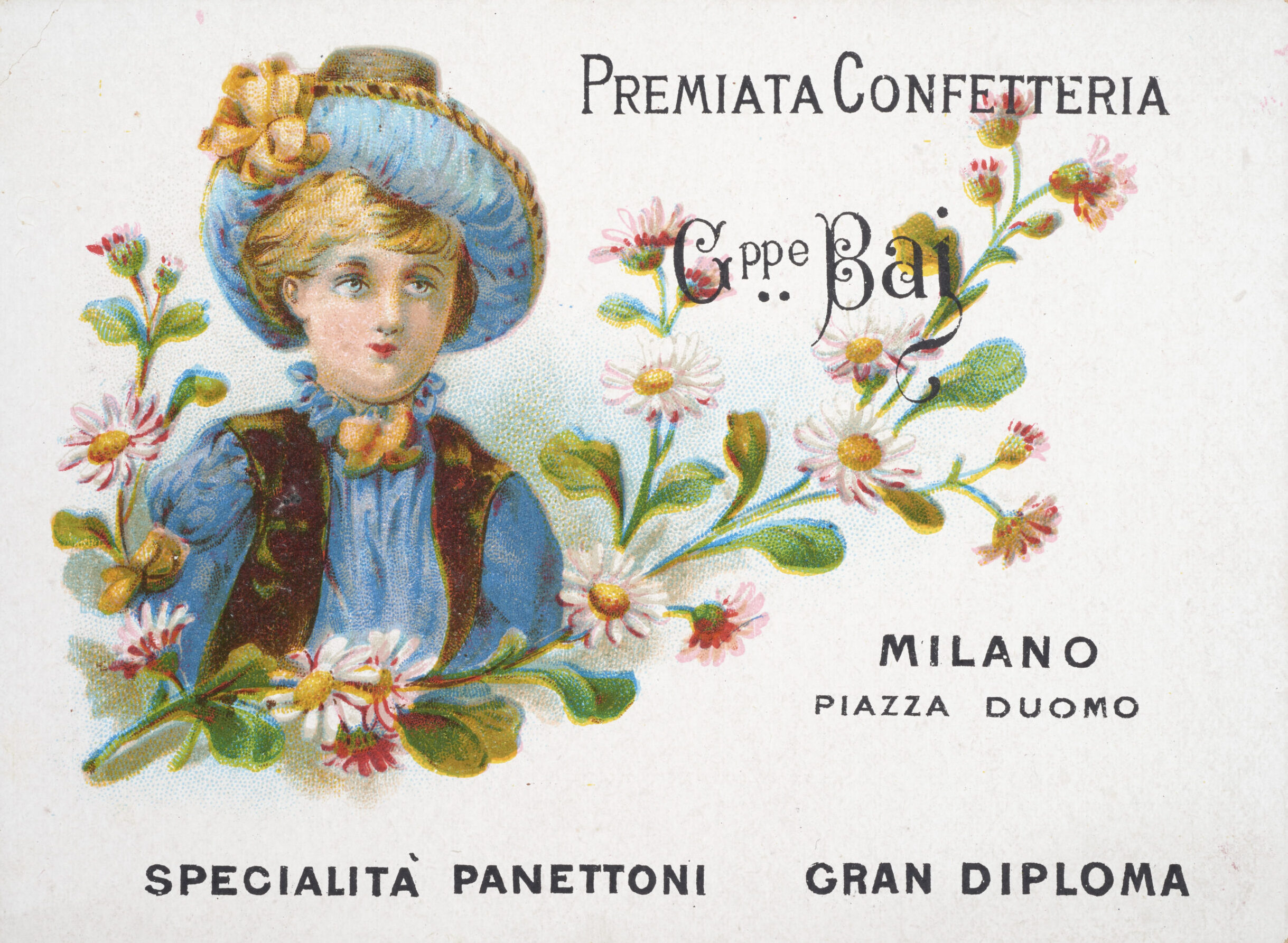 Cartolina Premiata Confetteria Giuseppe Baj – Milano – Piazza Duomo