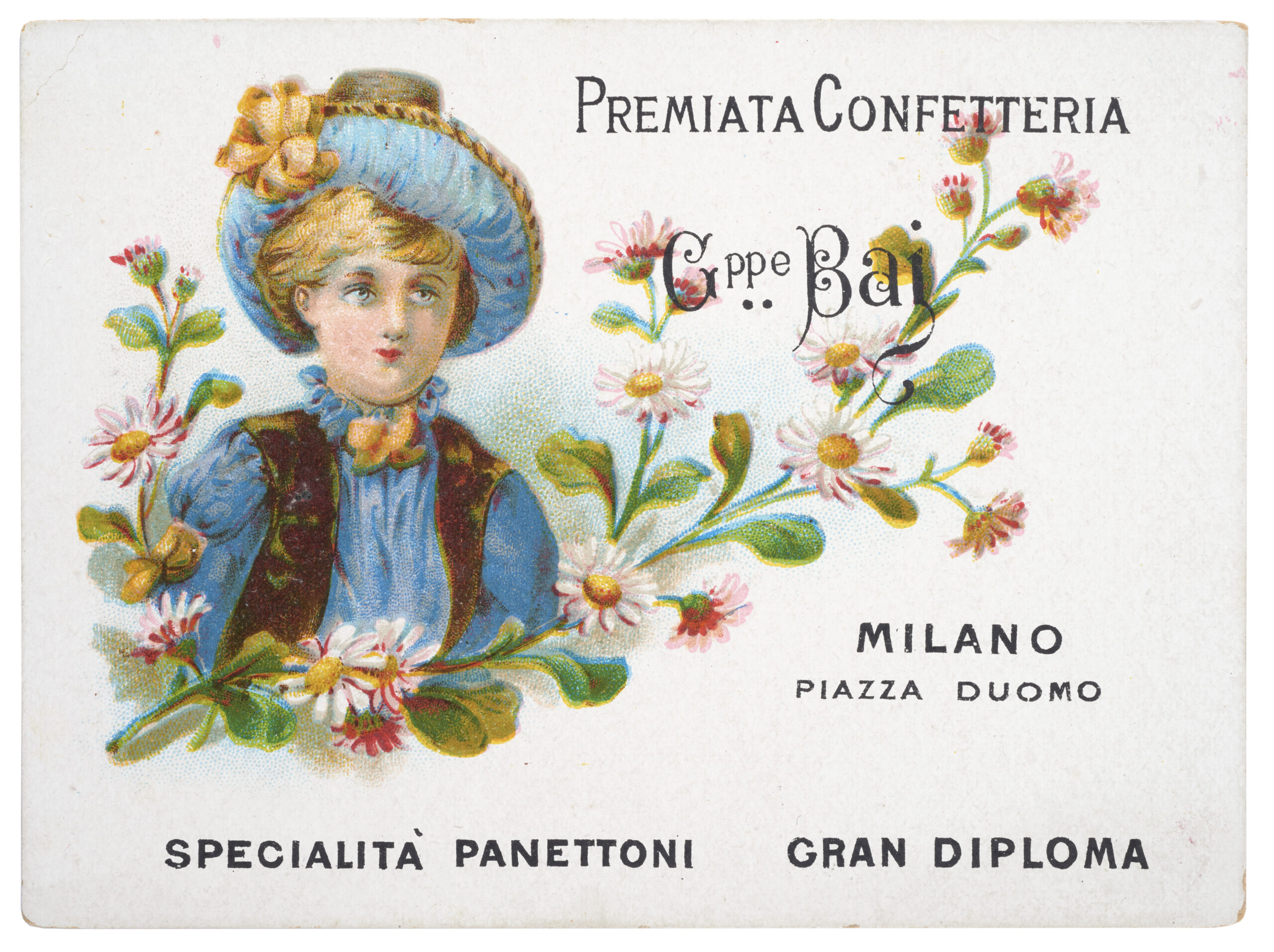 Cartolina Premiata Confetteria Giuseppe Baj – Milano – Piazza Duomo