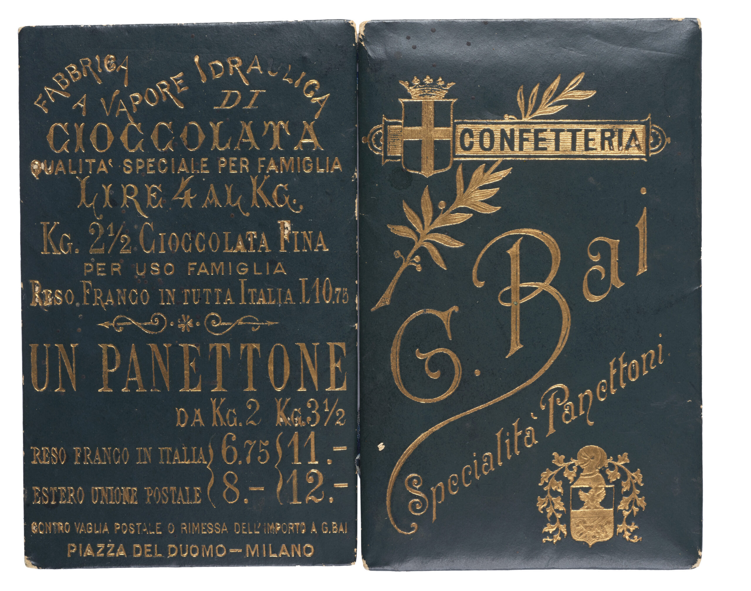 Copertina calendarietto 1894 - Confetteria Baj Specialità Panettoni