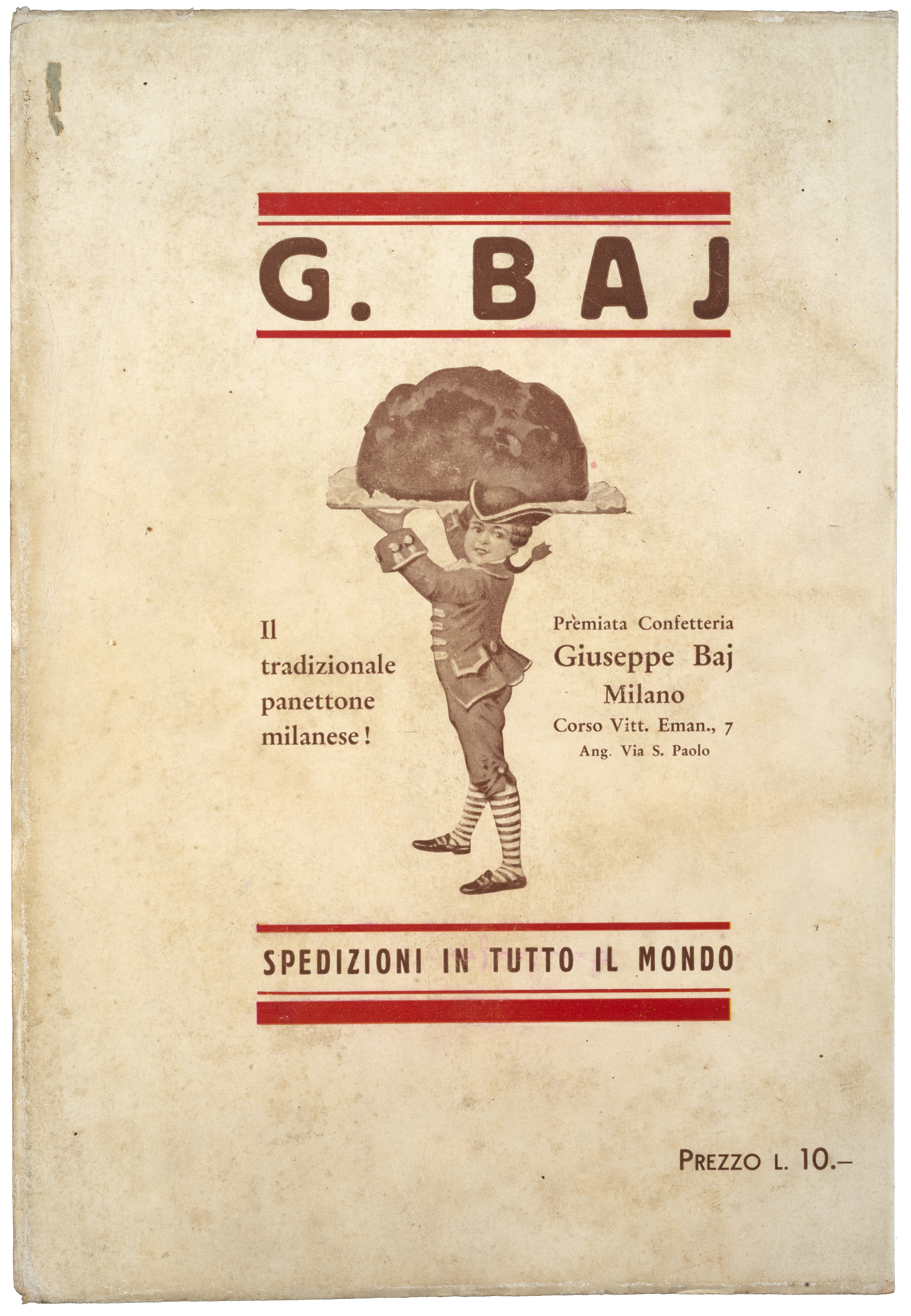 Pubblicità Giuseppe Baj - Annuario della Famiglia Meneghina